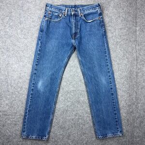 Levi's Jeans Mens 32x30 505 Blue Straight Leg Regular Faded Cotton Denim Pants